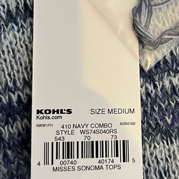 Sonoma Knit Woven Open Front Cardigan Heathered Blue Size Medium - Picture 4 of 5